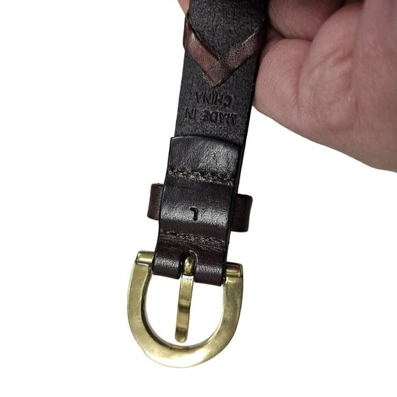 Lauren Ralph Lauren NWOT Brown Braided Leather Belt Brass‎ Buckle Two Tone 32 main image 6